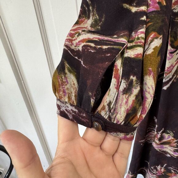 Anthropologie Ottod'Ame Plum Painted Floral Midi Dress Sz. US4 /IT40 XS NWT $248 - Picture 5 of 12
